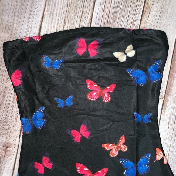 🎄SALE🔥🦋Butterfly Black Bodycon Strapless Dress - Picture 4 of 8
